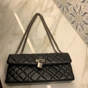 Kurt Geiger Black Quilted Chain Shoulder Bag